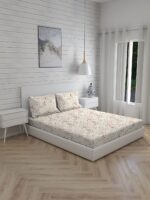 Angelite 270 TC 100% Cotton Super Fine Beige Colored Floral Print King Bed Sheet Set