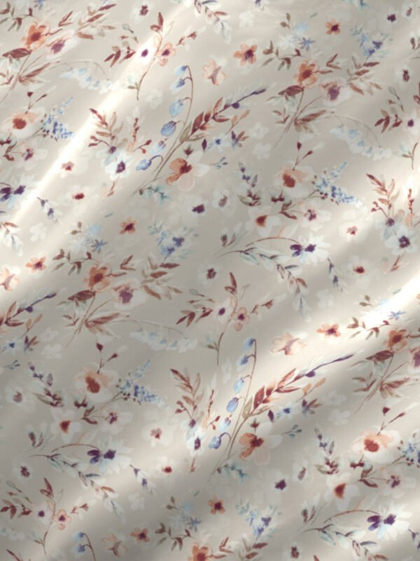 Angelite 270 TC 100% Cotton Super Fine Beige Colored Floral Print King Bed Sheet Set