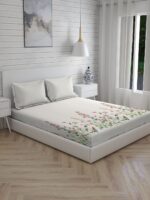 Angelite 270 TC 100% Cotton Super Fine Grey Colored Floral Print King Bed Sheet Set