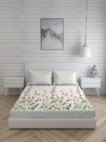 Angelite 270 TC 100% Cotton Super Fine Grey Colored Floral Print King Bed Sheet Set