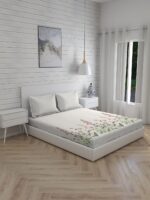 Angelite 270 TC 100% Cotton Super Fine Grey Colored Floral Print King Bed Sheet Set