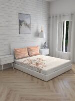 Angelite 270 TC 100% Cotton Super Fine Beige Colored Floral Print King Bed Sheet Set