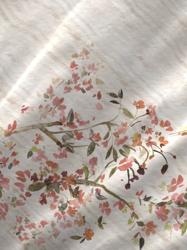Angelite 270 TC 100% Cotton Super Fine Beige Colored Floral Print King Bed Sheet Set