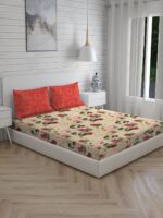Angelite 270 TC 100% Cotton Super Fine Brown Colored Floral Print King Bed Sheet Set