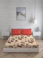 Angelite 270 TC 100% Cotton Super Fine Brown Colored Floral Print King Bed Sheet Set