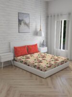Angelite 270 TC 100% Cotton Super Fine Brown Colored Floral Print King Bed Sheet Set