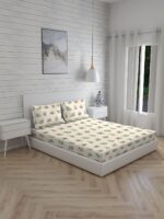 Angelite 270 TC 100% Cotton Super Fine Ivory Colored Floral Print King Bed Sheet Set