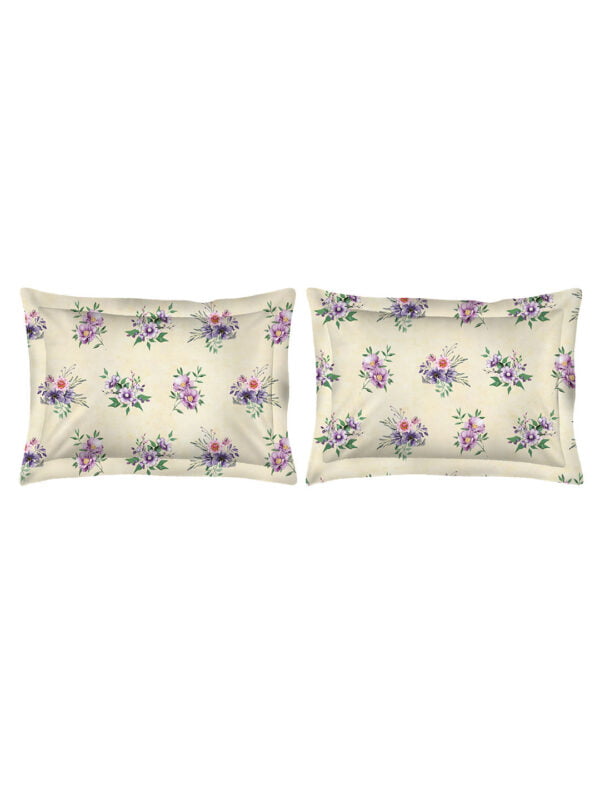 Angelite 270 TC 100% Cotton Super Fine Ivory Colored Floral Print King Bed Sheet Set
