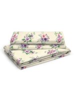 Angelite 270 TC 100% Cotton Super Fine Ivory Colored Floral Print King Bed Sheet Set