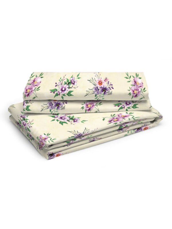 Angelite 270 TC 100% Cotton Super Fine Ivory Colored Floral Print King Bed Sheet Set