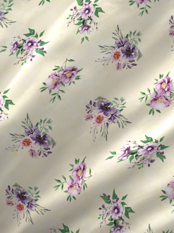 Angelite 270 TC 100% Cotton Super Fine Ivory Colored Floral Print King Bed Sheet Set