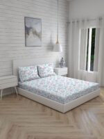 Iris Gaze-2 100% Cotton Fine Multi Colored Floral Print King Bed Sheet Set