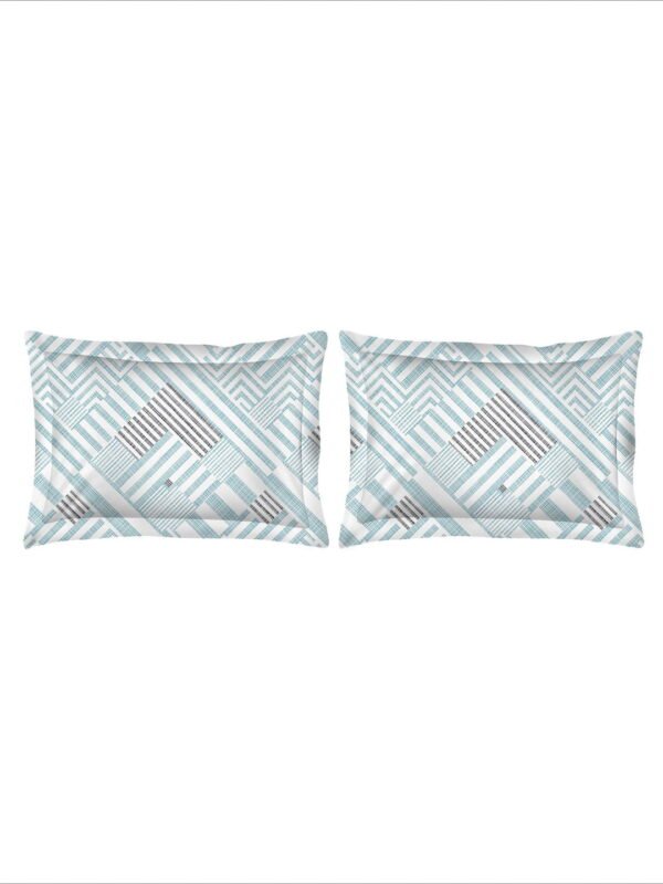 Iris Gaze-2 100% Cotton Fine Blue Colored Geometric Print King Bed Sheet Set