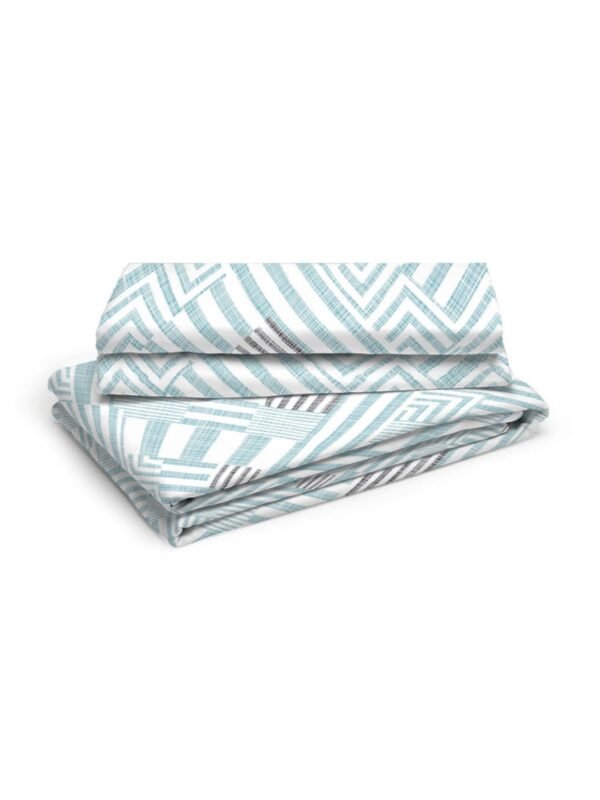 Iris Gaze-2 100% Cotton Fine Blue Colored Geometric Print King Bed Sheet Set