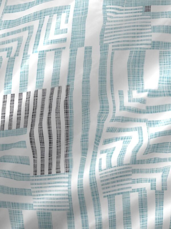 Iris Gaze-2 100% Cotton Fine Blue Colored Geometric Print King Bed Sheet Set