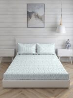 Iris Gaze-2 100% Cotton Fine Blue Colored Indian Print King Bed Sheet Set