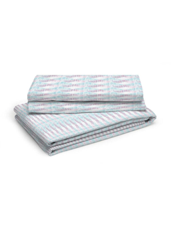 Iris Gaze-2 100% Cotton Fine Blue Colored Stripes Print Single Bed Sheet Set