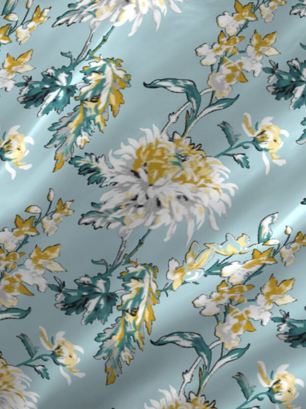 Iris Gaze-2 100% Cotton Fine Blue Colored Floral Print Single Bed Sheet Set