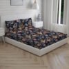 Tangelo 300 TC 100% Cotton Ultra Fine Dark Blue Colored Floral Print Super King Bed Sheet Set