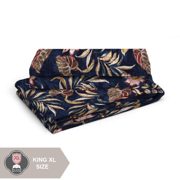 Tangelo 300 TC 100% Cotton Ultra Fine Dark Blue Colored Floral Print Super King Bed Sheet Set
