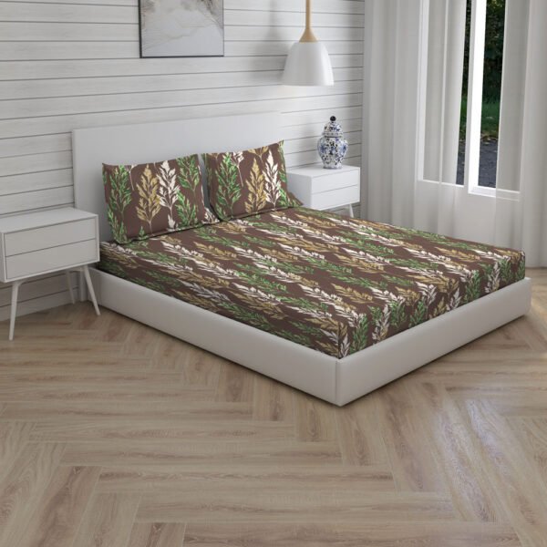 Tangelo 300 TC 100% Cotton Ultra Fine Brown Colored Floral Print Super King Bed Sheet Set