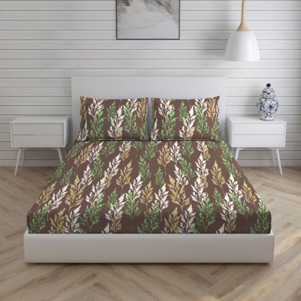 Tangelo 300 TC 100% Cotton Ultra Fine Brown Colored Floral Print Super King Bed Sheet Set