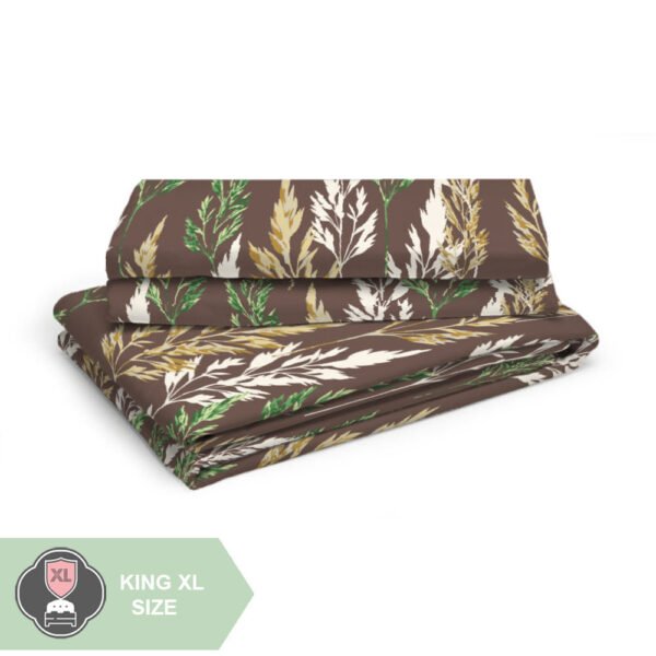 Tangelo 300 TC 100% Cotton Ultra Fine Brown Colored Floral Print Super King Bed Sheet Set