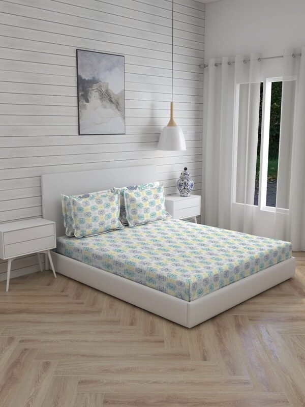 Urbantropic 600 TC 100% Cotton Ultra Luxurious Multi Colored Indian Print Super King Bed Sheet Set