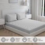 Orchid 800 TC 100% Cotton Ultra Luxurious Grey Colored Interlock Print King Bed Sheet Set