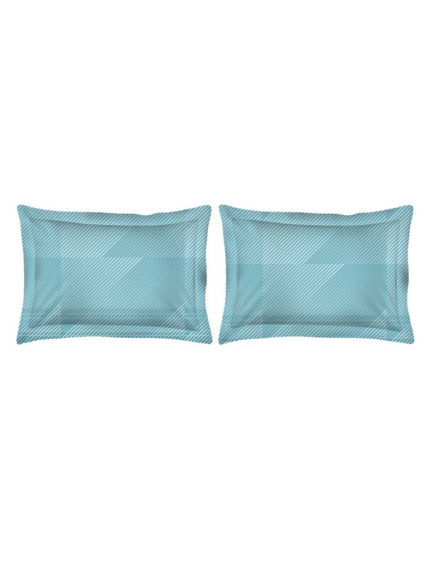 Mystic Hues 270 TC 100% Cotton Super Fine Blue Colored Geometric Print King Bed Sheet Set