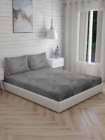 Mystic Hues 270 TC 100% Cotton Super Fine Grey Colored Geometric Print King Bed Sheet Set