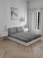 Mystic Hues 270 TC 100% Cotton Super Fine Grey Colored Geometric Print King Bed Sheet Set